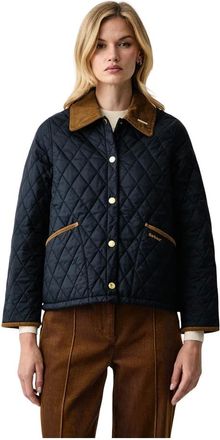 Barbour Liddesdale Cropped Quilted Jacket - Dames - Jassen - Blauw - Maat: L Corduroy
