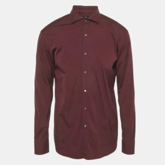 HUGO BOSS Boss By Hugo Boss Burgundy Cotton Blend Shirt