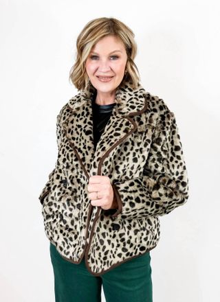 Dear John Denim Meadow Faux Fur Jacket In Cheetah