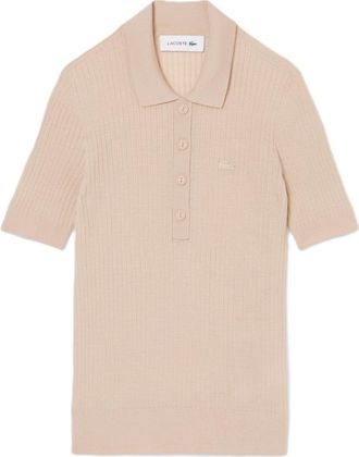 Lacoste Ribbed Knit Polo Shirt with Classic Collar