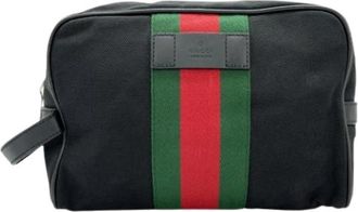 Gucci Pre-owned Clutch Bag- Pouch - Heren - Vintage Clutch - Zwart - ONE Size - Nylon - Vintage