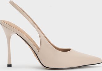 Charles & Keith Leather Slingback Stiletto Pumps