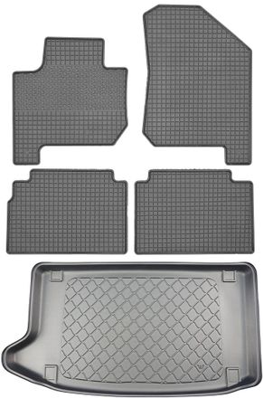 OEM Kia E-soul Hatchback (5 Puertas) Desde Mayo De 2019. Juego: Alfombrillas De Goma Para Coche + Alfombrilla Para Maletero