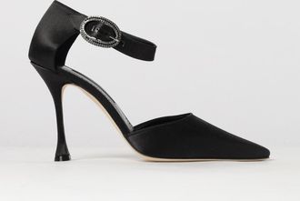 Manolo Blahnik D&eacute;collet&eacute; in raso con fibbia gioiello e cinturino alla caviglia