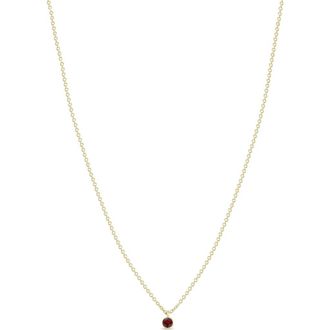 Zo&euml; Chicco 14K Gold Bezel Birthstone Necklace in Yellow Gold/Garnet at Nordstrom, Size 16 In