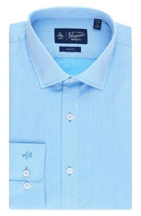 Original Penguin Diamond Dobby Slim Fit Dress Shirt in Light Blue at Nordstrom Rack, Size 16 - 32/33
