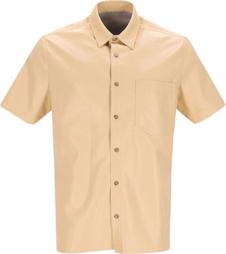 Nanushka Osmo shirt in beige imitatieleer