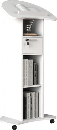 ebuy24 Consola De Altavoz M&oacute;vil Vcm Wood Dimensiones Aprox. Al. 110 A 120 Cm X An. 56 Cm X P. 37 Cm Desplazable Con Caj&oacute;n Escritorio De Pie Mesa De Pie - Red