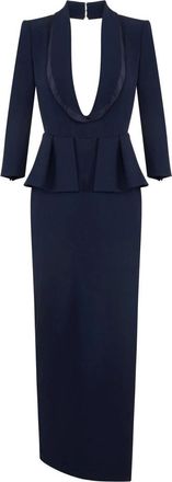 Elisabetta Franchi Red Carpet Jurk - Dames - Jurken - Blauw - Maat: M Satijn