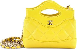 Chanel 31 Shopping Bag Clutch with Chain Quilted Calfskin Nano crossbody bag - Yellow
