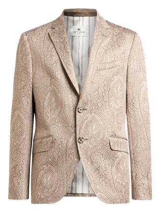 Etro single-breasted jacquard blazer - men - Cotton - 48 - Neutrals
