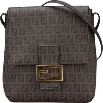 Fendi Pre-owned Stijlvolle Schoudertas met Patroon en Externe Versiering - Dames - Vintage Schoudertas - Bruin - ONE Size - Vintage