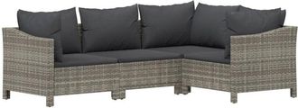 vidaXL Set De Muebles De Jard&iacute;n 4 Pzas Y Cojines Rat&aacute;n Sint&eacute;tico Gris Vidaxl