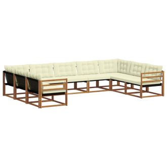 vidaXL Conjunto De Sof&aacute;s De Exterior 9 Uds. Natural Y Crema Vidaxl