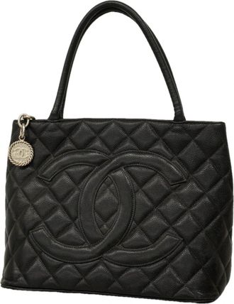 Chanel Black Grained Calfskin Tote Bag (Pre-Owned)