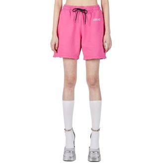 Versace Casual Shorts, female, Pink, Size: XS Logo Print Track Shorts