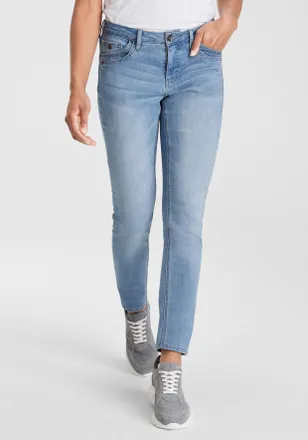 H.I.S 5-Pocket-Jeans H.I.S ariaMS, Damen, Gr. 27, L&auml;nge 30, ltbl used, Denim/Jeans, Obermaterial: 55% Baumwolle, 44% Polyester, 1% Elasthan, slim fit lang, 