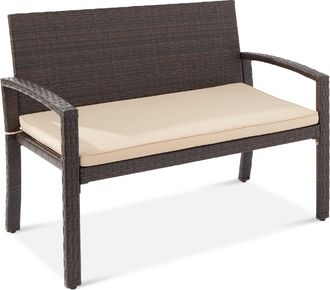 Best Choice Products 2-Person Outdoor Wicker Bench Garden Patio Porch Furniture w/ 700lb Capacity, Cushion