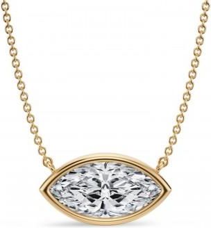 Allurez Marquise Lab Diamond Solitaire Pendant Necklace 14K Yellow Gold (3.00ct)