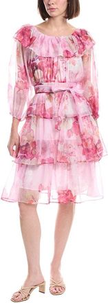 Beulah Tiered Floral Print Belted Chiffon Midi Dress