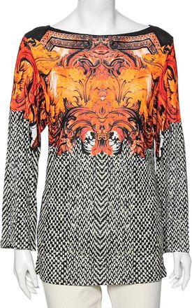 Roberto Cavalli Multicolor Printed Jersey Long Sleeves Top