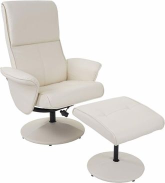 Hhg Hhg - Sill&oacute;n Reclinable Helsinki, Sill&oacute;n Reclinable Tv Con Taburete, Polipiel, Crema