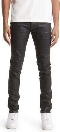 Purple Black Label Coated Stretch Skinny Jeans in Leathered Black at Nordstrom Rack, Size 38 X 35