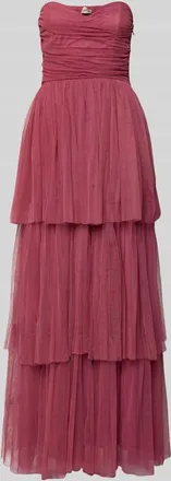 Lace & Beads Regular Fit Abendkleid mit R&uuml;schenbesatz in Pink, Gr&ouml;&szlig;e XXL