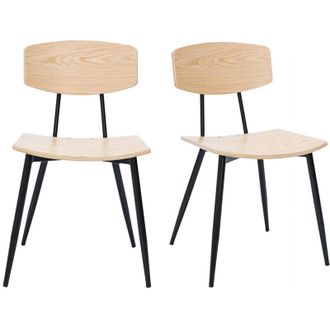 Miliboo Miliboo - Sedie vintage in legno chiaro di rovere e metallo nero (lotto di 2) joline