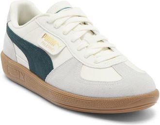 Puma Palermo Leather Sneaker in Warm White-Green Terrain at Nordstrom, Size 11.5