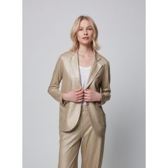 Majestic Filatures Stretch Metallic Linen One Button Blazer in Sable at Nordstrom, Size 2