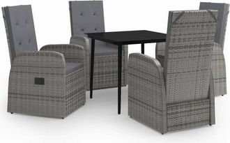 vidaXL Juego De Comedor De Jard&iacute;n 5 Piezas Con Cojines Gris Vidaxl