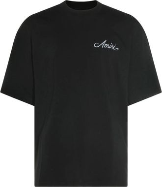 Amiri Logo-gebrodeerd T-shirt - Heren - T-shirts - Zwart - L - Katoen - Tops