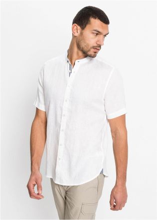 Bonprix Kurzarmhemd BONPRIX Kurzarmhemd aus reinem Leinen, Herren, Gr. 47/48 (XXXL), N-Gr, weiss (wei&szlig;), Obermaterial: 55% Leinen, 45% Baumwolle, unifarben, r