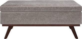 Simpli Home Owen 42In Mid Century Modern Rectangle Lift Top Large Coffee Table Storage Ottoman
