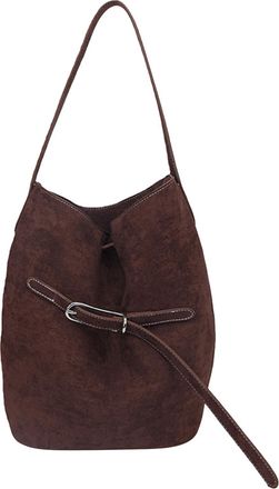 Generic Women Faux Suede Bucket Bag Stylish Casual Underarm Bag for Work and Travel Large Capacity Handbags