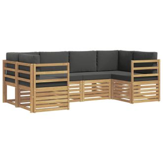 vidaXL Conjunto De Sof&aacute; Seccional 6 Pcs Blanco Y Antracita Vidaxl