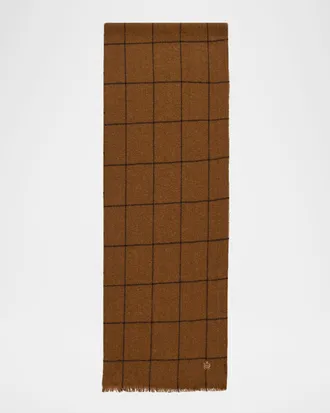 Dunhill Men & apos;s Cashmere Windowpane Check Scarf