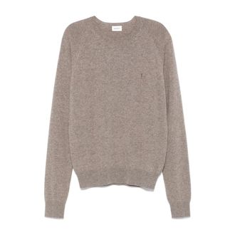 Saint Laurent Bruine Cashmere Crew Neck Sweater - Heren - Cashmere truien - Bruin - XL - Kasjmier - Truien & Vesten