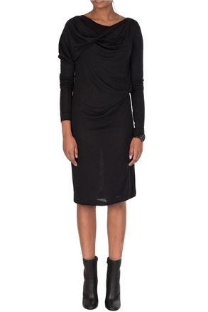 Maison Margiela Wool Silk Mix Ribbed Black Dress Size: 44, colour: BLA
