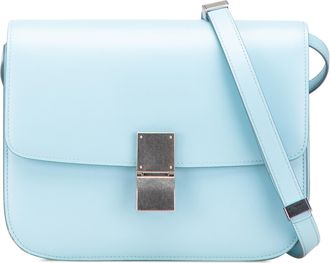 Celine Pre-owned Womens Classic Box Shoulder Bag - Light Blue Leather - One Size
