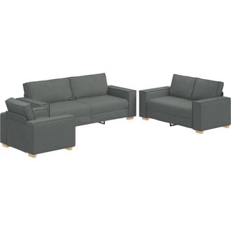 vidaXL Vidaxl - Set di divani con cuscino 3 pcs Grigio 220 x 78 x 84 cm Tessuto