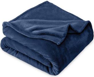 Bare Home Microplush Fleece Throw Blanket in Dark Blue at Nordstrom, Size Standard