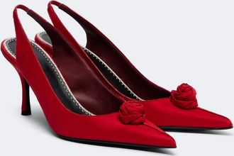 Magda Butrym Floral-appliqu&eacute; satin slingback pumps
