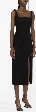 Alexander McQueen Alexander Mcqueen Womens Grain De Poudre Wool Midi Dress - Black - Size EU 40 (Womens)
