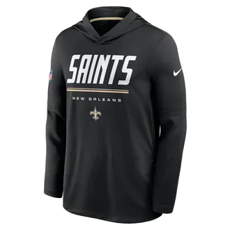 Nike New Orleans Saints Sideline Nike Mens Dri-FIT NFL Long-Sleeve Hooded Top in Black | 03B9054Y7W-TG4