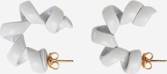 Bottega Veneta Womens Earrings Coiled Silver White