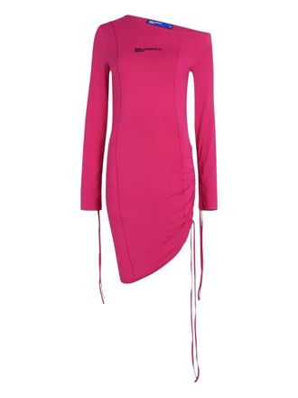 Karl Lagerfeld off-shoulder drawcord asymmetric dress - women - Elastane/Viscose - S - Pink