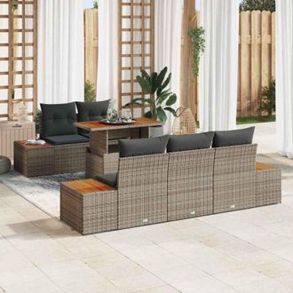 vidaXL Conjunto De Sof&aacute; De Jard&iacute;n 6 Pcs Gris Polirat&aacute;n Vidaxl