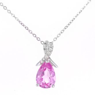 Diamant L'&eacute;ternel Womens 9ct White Gold 1.02ct Created Pink Sapphire and 0.02ct Diamond Pendant - One Size